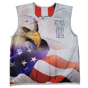 All Pro Reversible 30A American Eagle Men's M Tank Top USA all over flag print